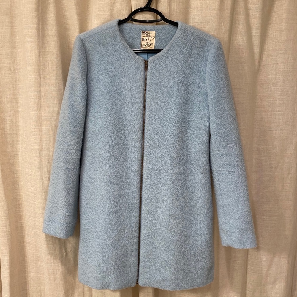 Tulle light blue coat. Size Small. Like new.